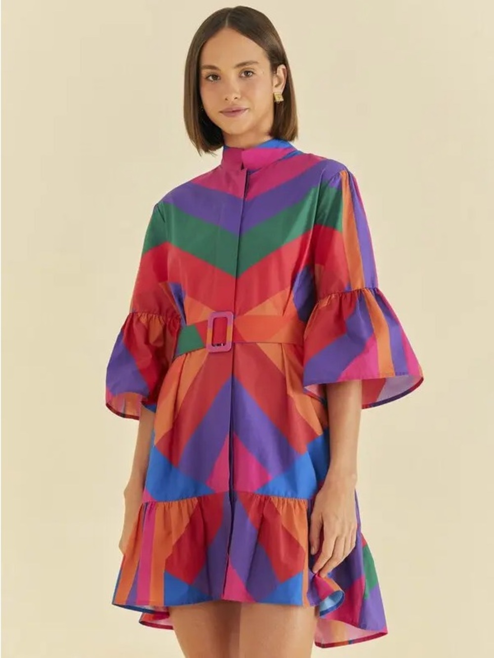 FARM RIO AMANDA STRIPES MINI DRESS IN MULTI